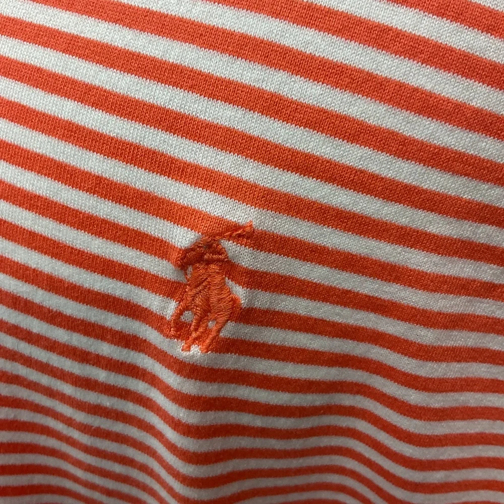 Ralph Lauren Men's Polo Golf Shirt Striped Orange‎ White Short Sleeve Size XL